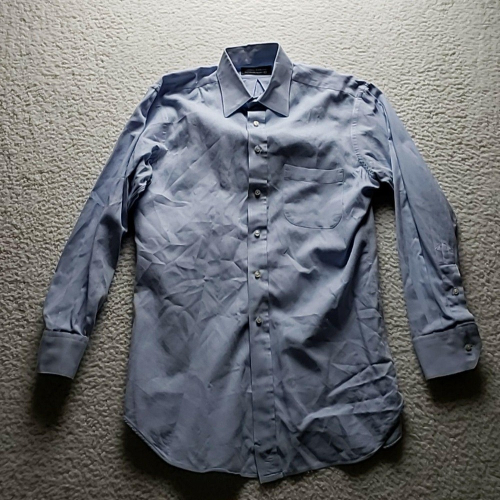 Executive Collection Dress Shirt Mens‎ 44 Blue Solid Long Sleeve Hand Tailored